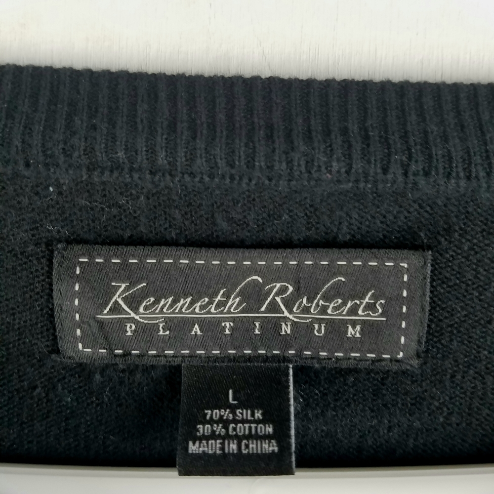 Men's KENNETH ROBERTS Pullover V-Neck Sweater L - Picture 3 of 3